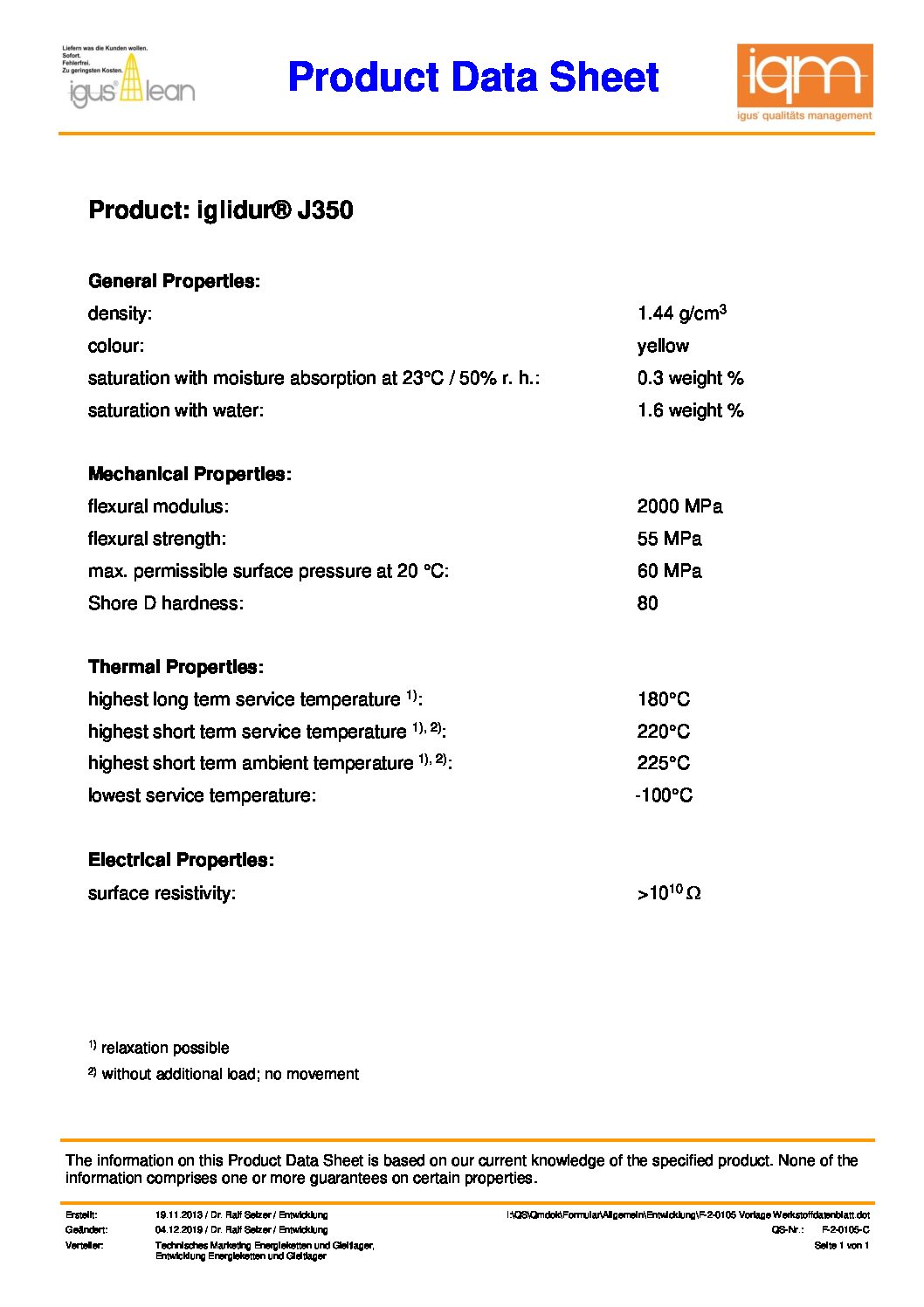 iglidur J350 product data sheet