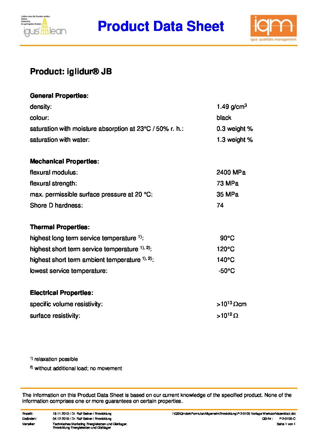 iglidur JB product data sheet