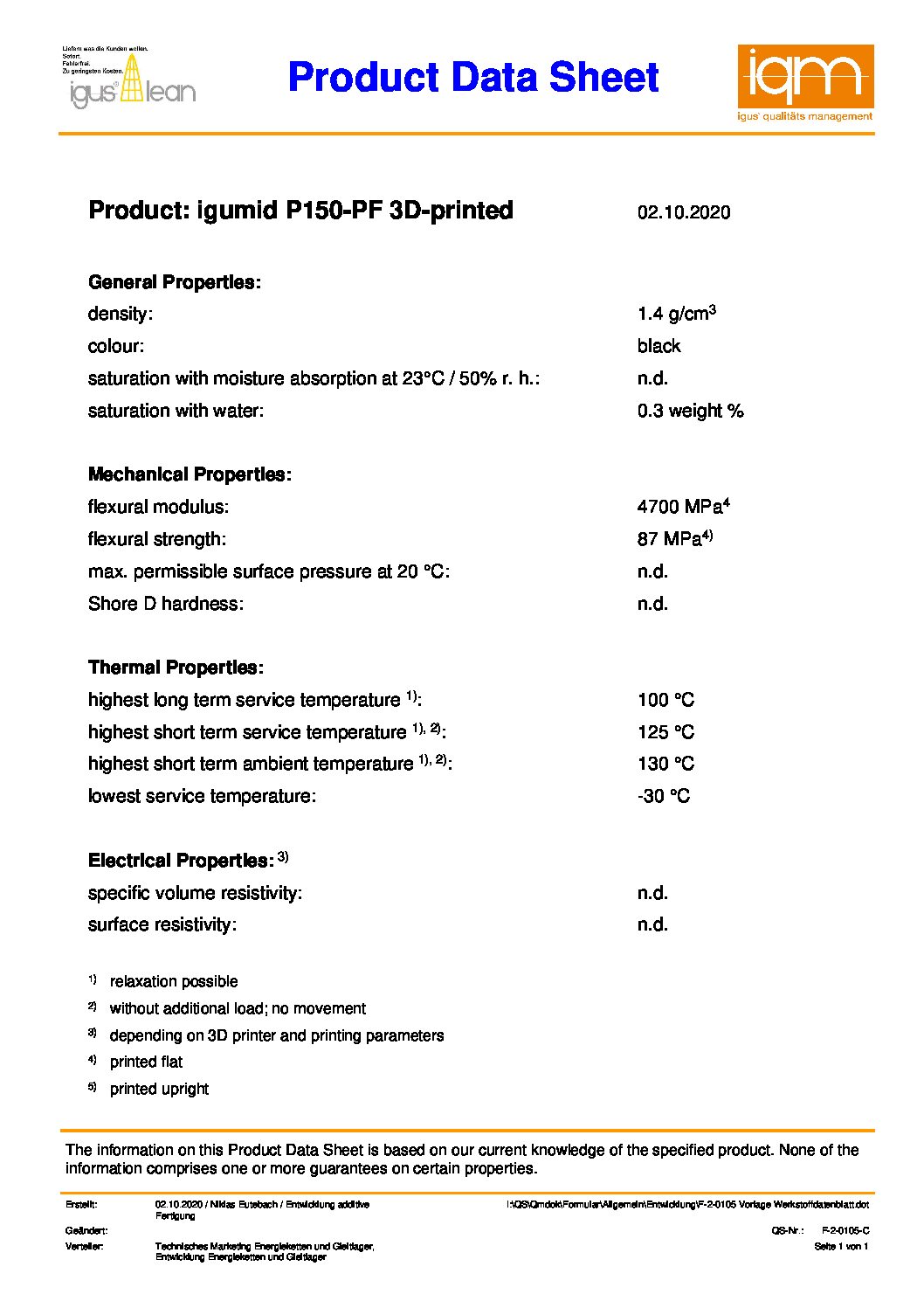 igumid_P150-PF_printed_product_data_sheet