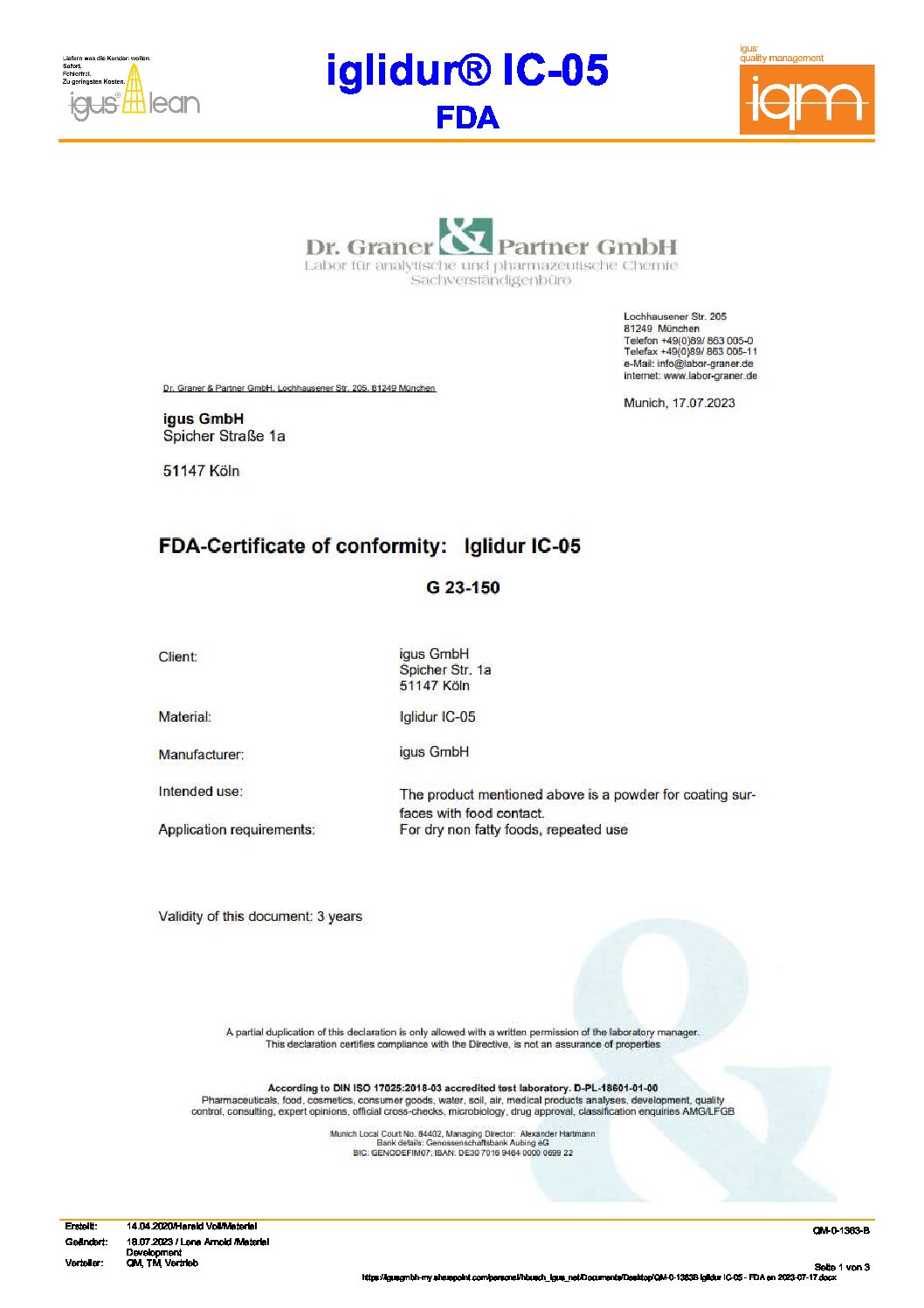 BRG_DS_iglidur_IC-05_Certificate_of_Conformity_FDA_EN